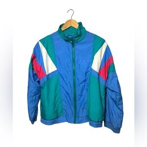 Vintage Retro 80s 90s Colorful Windbreaker Size Small Pockets Ski Winter